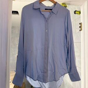 Quince Silk Sky Blue Casual Button Down Shirt